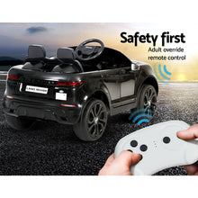 Australian electric Kids Cars - KidsCarz.com.au, Load image into Gallery viewer, Kids Ride On Electric Car with Remote Control | Licensed Range Rover Evoque | Black
Load image into Gallery viewer, Kids Ride On Electric Car with Remote Control | Licensed Range Rover Evoque | Black