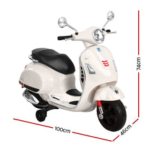 kidscarz.com.au, buy Kids Ride On Car Motorcycle Motorbike VESPA Licensed Scooter Electric , electric toy cars and more, affordable Ride ons in Australia Kids Ride On Car Motorcycle Motorbike VESPA Licensed Scooter Electric Toys White from kidscarz.com.au, we sell affordable ride on toys, free shipping Australia wide, Load image into Gallery viewer, Kids Ride On Car Motorcycle Motorbike VESPA Licensed Scooter Electric Toys White