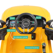 kidscarz.com.au, buy Licensed Audi R8 Kids Electric Car with Remote Control, Yellow 12 Volt, electric toy cars and more, affordable Ride ons in Australia Licensed Audi R8 Kids Electric Car with Remote Control, Yellow 12 Volt Ride on Toy for Children from kidscarz.com.au, we sell affordable ride on toys, free shipping Australia wide, Load image into Gallery viewer, Kids Ride On Electric Car with Remote Control | Licensed Audi R8 | Yellow dashboard