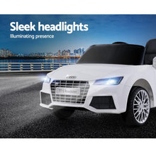 kidscarz.com.au, buy Kids Ride On Electric Car with Remote Control | Licensed Audi TT RS Ro, electric toy cars and more, affordable Ride ons in Australia Kids Ride On Electric Car with Remote Control | Licensed Audi TT RS Roadster | White from kidscarz.com.au, we sell affordable ride on toys, free shipping Australia wide, Load image into Gallery viewer, Kids Ride On Electric Car with Remote Control | Licensed Audi TT RS Roadster | White headlights