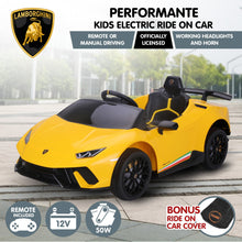 kidscarz.com.au, buy Kahuna Lamborghini Performante Kids Electric Ride On Car Remote Contro, electric toy cars and more, affordable Ride ons in Australia Kahuna Lamborghini Performante Kids Electric Ride On Car Remote Control - Yellow from kidscarz.com.au, we sell affordable ride on toys, free shipping Australia wide, Load image into Gallery viewer, Kahuna Lamborghini Performante Kids Electric Ride On Car Remote Control - Yellow