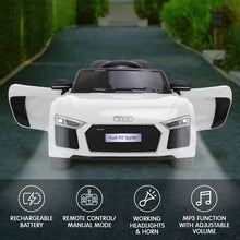 kidscarz.com.au, buy Kahuna R8 Spyder Audi Licensed Kids Electric Ride On Car Remote Contro, electric toy cars and more, affordable Ride ons in Australia Kahuna R8 Spyder Audi Licensed Kids Electric Ride On Car Remote Control - White from kidscarz.com.au, we sell affordable ride on toys, free shipping Australia wide, Load image into Gallery viewer, Kahuna R8 Spyder Audi Licensed Kids Electric Ride On Car Remote Control - White