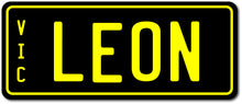 Custom Personalised Mini Kids Number Plates for Electric Cars & Ride Ons from kidscarz.com.au, we sell affordable ride on toys, free shipping Australia wide, Load image into Gallery viewer, Personalised Mini Number Plates for Kids Ride Ons in Yellow, for your electric mini car
