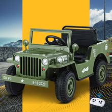 Kids Ride On Electric Car with Remote Control |Off Road Military | Olive from kidscarz.com.au, we sell affordable ride on toys, free shipping Australia wide, Load image into Gallery viewer, Kids Ride On Electric Car with Remote Control |Off Road Military | Olive
