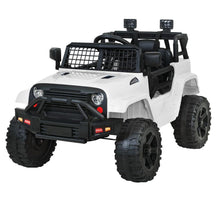 White Kids Ride On Jeep with Remote Control, Inspired 12V Electric Car from kidscarz.com.au, we sell affordable ride on toys, free shipping Australia wide, Load image into Gallery viewer, Kids Ride On Electric Car with Remote Control | Jeep Inspired | White
