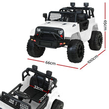 White Kids Ride On Jeep with Remote Control, Inspired 12V Electric Car from kidscarz.com.au, we sell affordable ride on toys, free shipping Australia wide, Load image into Gallery viewer, Kids Ride On Electric Car with Remote Control | Jeep Inspired | White dimensions
