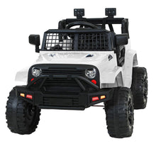 White Kids Ride On Jeep with Remote Control, Inspired 12V Electric Car from kidscarz.com.au, we sell affordable ride on toys, free shipping Australia wide, Load image into Gallery viewer, Kids Ride On Electric Car with Remote Control | Jeep Inspired | White front
