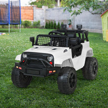 White Kids Ride On Jeep with Remote Control, Inspired 12V Electric Car from kidscarz.com.au, we sell affordable ride on toys, free shipping Australia wide, Load image into Gallery viewer, Kids Ride On Electric Car with Remote Control | Jeep Inspired | White view
