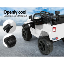 White Kids Ride On Jeep with Remote Control, Inspired 12V Electric Car from kidscarz.com.au, we sell affordable ride on toys, free shipping Australia wide, Load image into Gallery viewer, Kids Ride On Electric Car with Remote Control | Jeep Inspired | White door
