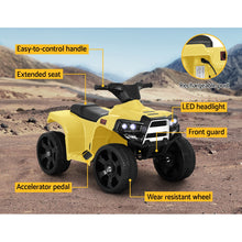 Rigo Kids Ride On ATV Quad Motorbike Car 4 Wheeler Electric Toys Battery Yellow from kidscarz.com.au, we sell affordable ride on toys, free shipping Australia wide, Load image into Gallery viewer, Rigo Kids Ride On ATV Quad Motorbike Car 4 Wheeler Electric Toys Battery Yellow
