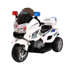 Electric Kids Ride On 12V Electric Motorbike, Police Inspired Motorcycle | White from kidscarz.com.au, we sell affordable ride on toys, free shipping Australia wide, Load image into Gallery viewer, Electric Kids Ride On 12V Electric Motorbike, Police Inspired Motorcycle | White
