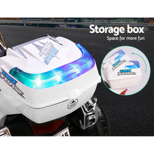 Electric Kids Ride On 12V Electric Motorbike, Police Inspired Motorcycle | White from kidscarz.com.au, we sell affordable ride on toys, free shipping Australia wide, Load image into Gallery viewer, Electric Kids Ride On 12V Electric Motorbike, Police Inspired Motorcycle | White
