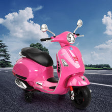 Kids Ride On Car Motorcycle Motorbike VESPA Licensed Scooter Electric Toys Pink from kidscarz.com.au, we sell affordable ride on toys, free shipping Australia wide, Load image into Gallery viewer, Kids Ride On Car Motorcycle Motorbike VESPA Licensed Scooter Electric Toys Pink
