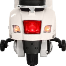Kids Ride On Car Motorcycle Motorbike VESPA Licensed Scooter Electric Toys White from kidscarz.com.au, we sell affordable ride on toys, free shipping Australia wide, Load image into Gallery viewer, Kids Ride On Car Motorcycle Motorbike VESPA Licensed Scooter Electric Toys White
