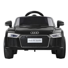 Audi Toy Cars with Remote Control Licensed Audi R8 Spyder Black | Electric Audi Cars for Kids from kidscarz.com.au, we sell affordable ride on toys, free shipping Australia wide, Load image into Gallery viewer, Electric Audi Toy Car with Remote Control | Licensed Audi R8 | Black front
