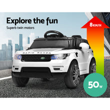 Kids Ride On Electric Car with Remote Control | Range Rover Evoque Inspired | White from kidscarz.com.au, we sell affordable ride on toys, free shipping Australia wide, Load image into Gallery viewer, Kids Ride On Electric Car with Remote Control | Range Rover Evoque Inspired | White
