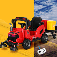 Rigo Kids Ride On Car Street Sweeper Truck w/Rotating Brushes Garbage Cans Red from kidscarz.com.au, we sell affordable ride on toys, free shipping Australia wide, Load image into Gallery viewer, Rigo Kids Ride On Car Street Sweeper Truck w/Rotating Brushes Garbage Cans Red
