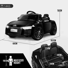 Kids Ride On Electric Car with Remote Control | Licensed Audi R8 Spyder | Black from kidscarz.com.au, we sell affordable ride on toys, free shipping Australia wide, Load image into Gallery viewer, Kids Ride On Electric Car with Remote Control | Licensed Audi R8 Spyder | Black
