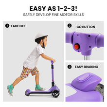 ROVO KIDS 3-Wheel Electric Scooter, Ages 3-8, Adjustable Height, Folding, Lithium Battery, Purple from kidscarz.com.au, we sell affordable ride on toys, free shipping Australia wide, Load image into Gallery viewer, ROVO KIDS 3-Wheel Electric Scooter, Ages 3-8, Adjustable Height, Folding, Lithium Battery, Purple
