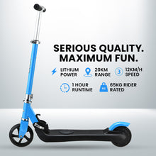 ROVO KIDS Electric Scooter Lithium Ride-On Foldable E-Scooter 125W Rechargeable, Blue from kidscarz.com.au, we sell affordable ride on toys, free shipping Australia wide, Load image into Gallery viewer, ROVO KIDS Electric Scooter Lithium Ride-On Foldable E-Scooter 125W Rechargeable, Blue
