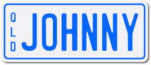 Custom Personalised Mini Kids Number Plates for Electric Cars & Ride Ons from kidscarz.com.au, we sell affordable ride on toys, free shipping Australia wide, Load image into Gallery viewer, Personalised Mini Number Plates in blue for electric kids cars
