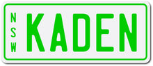 Custom Personalised Mini Kids Number Plates for Electric Cars & Ride Ons from kidscarz.com.au, we sell affordable ride on toys, free shipping Australia wide, Load image into Gallery viewer, Personalised Mini Number Plates in Green for Kids Cars
