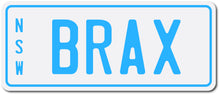 Custom Personalised Mini Kids Number Plates for Electric Cars & Ride Ons from kidscarz.com.au, we sell affordable ride on toys, free shipping Australia wide, Load image into Gallery viewer, Custom Personalised Mini Number Plates in Light Blue for Electric Kids Cars
